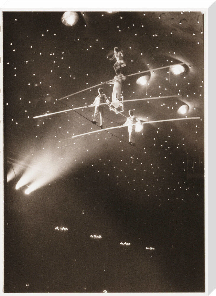 Tightrope walkers, c 1930. stretched canvas extra large none Art Print - Science Museum Shop