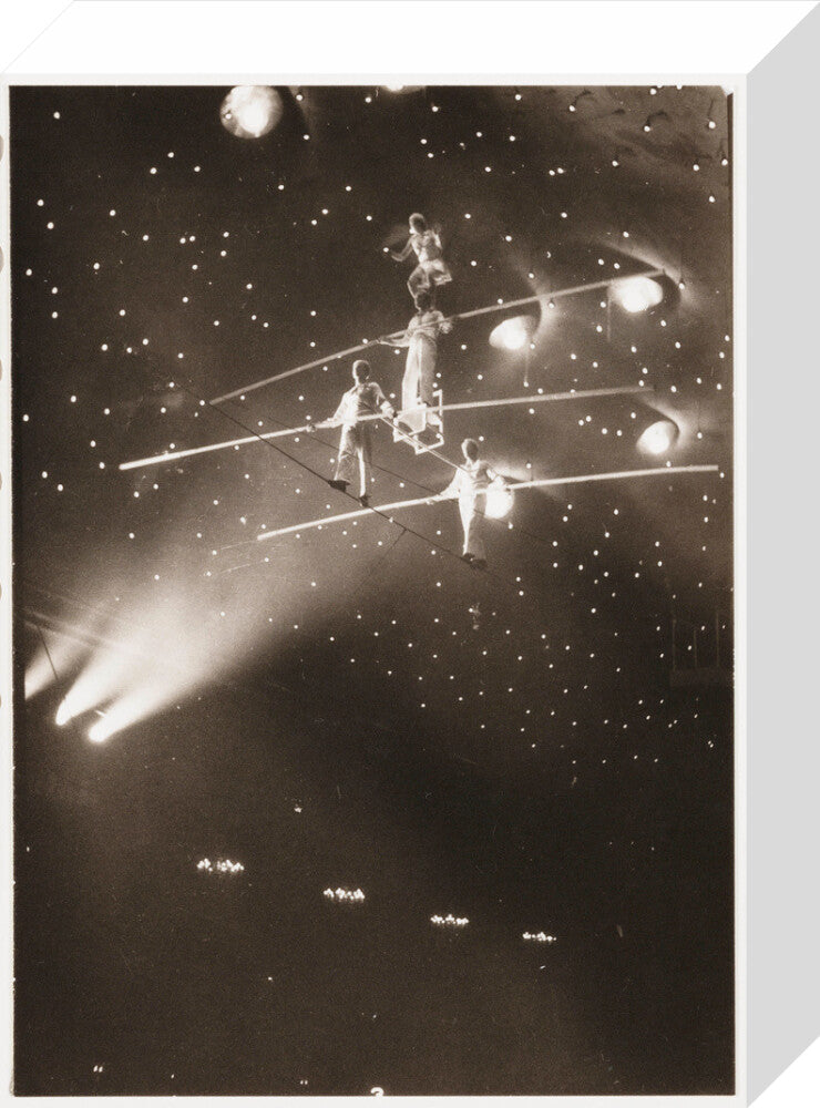 Tightrope walkers, c 1930. stretched canvas small none Art Print - Science Museum Shop