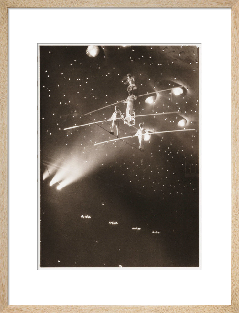 Tightrope walkers, c 1930. art print medium natural Art Print - Science Museum Shop