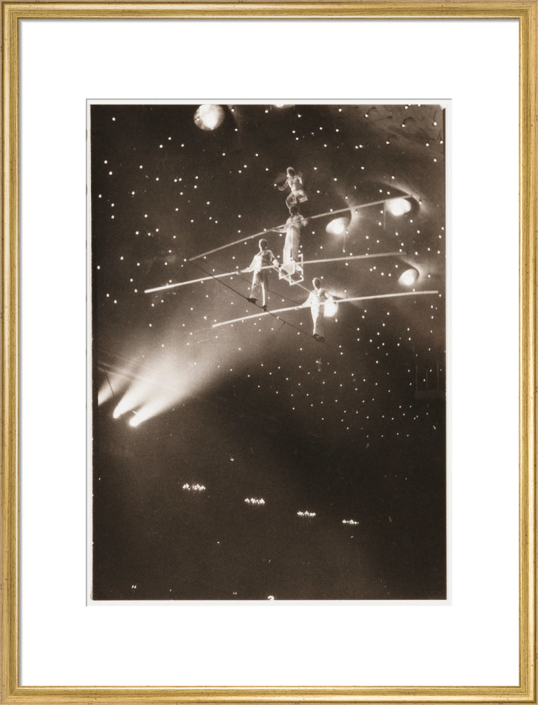 Tightrope walkers, c 1930. art print large gold Art Print - Science Museum Shop
