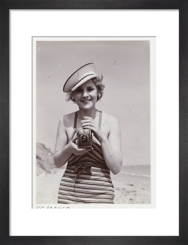 Woman taking a photograph, about 1935 art print small black Art Print - Science Museum Shop