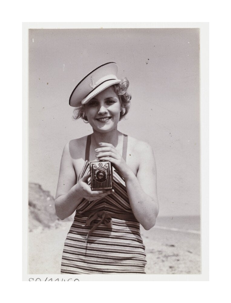 Woman taking a photograph, about 1935 unstretched canvas large none Art Print - Science Museum Shop