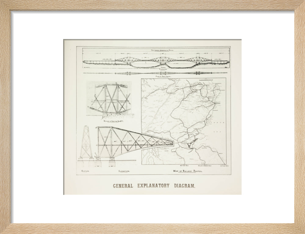 Plans for the Forth Railway Bridge, 1889. art print small natural Art Print - Science Museum Shop