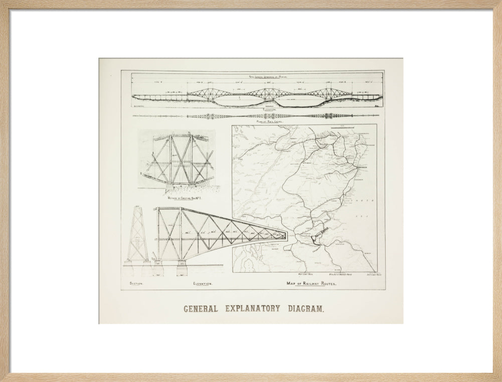 Plans for the Forth Railway Bridge, 1889. art print large natural Art Print - Science Museum Shop