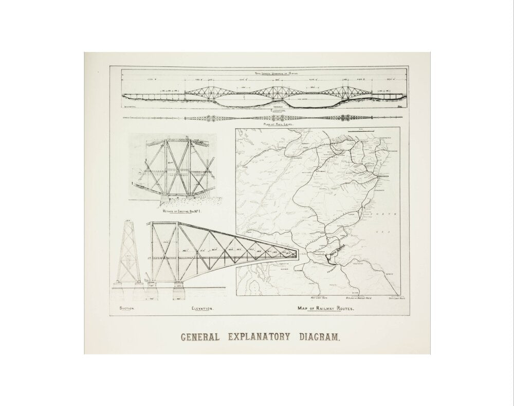 Plans for the Forth Railway Bridge, 1889. art print extra small none Art Print - Science Museum Shop