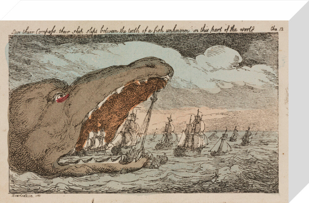 Sea monster devouring a fleet of ships, 1811. stretched canvas small none Art Print - Science Museum Shop