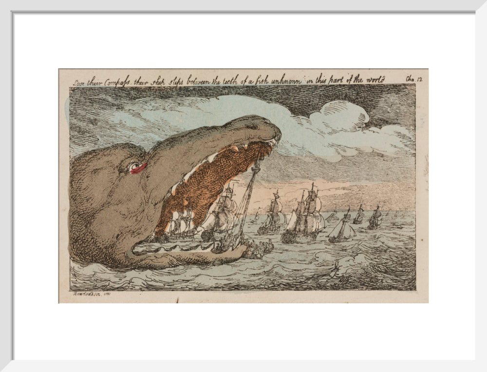 Sea monster devouring a fleet of ships, 1811. art print medium white Art Print - Science Museum Shop