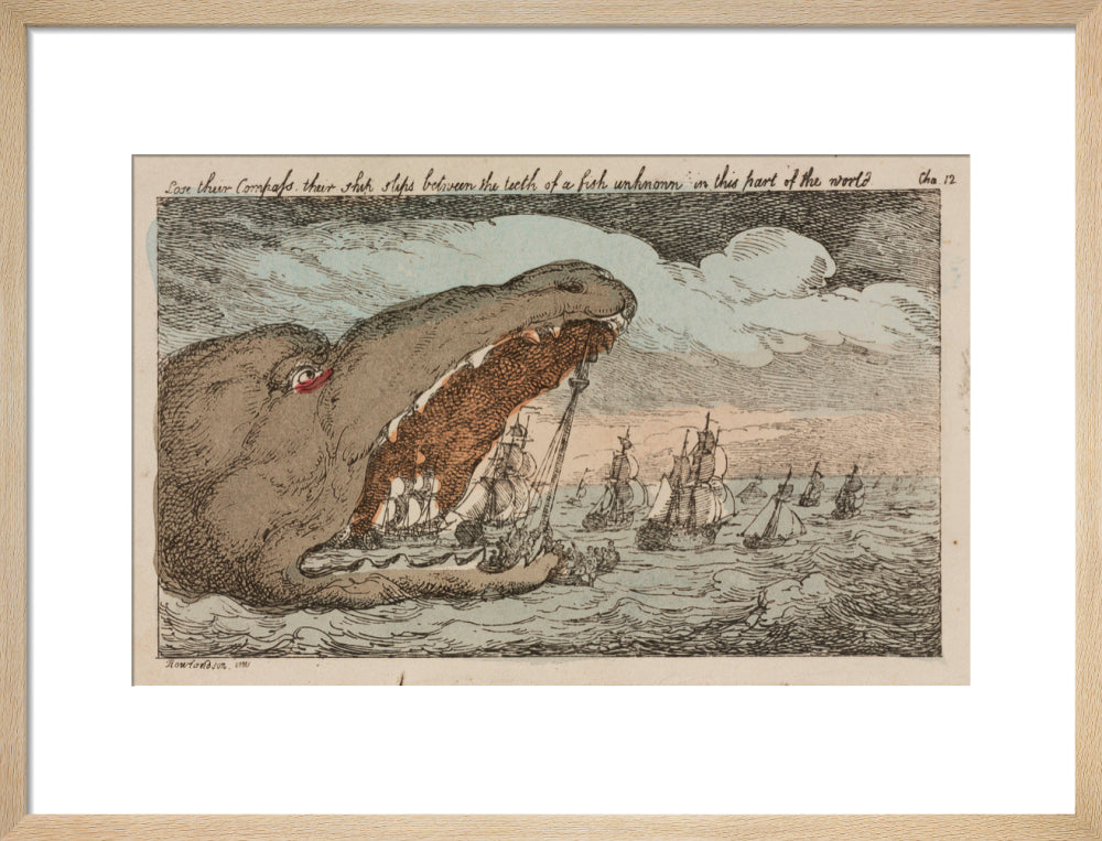Sea monster devouring a fleet of ships, 1811. art print medium natural Art Print - Science Museum Shop