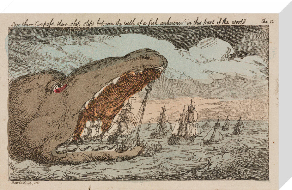 Sea monster devouring a fleet of ships, 1811. stretched canvas medium none Art Print - Science Museum Shop