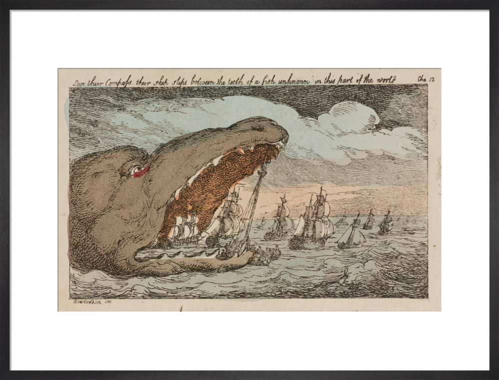 Sea monster devouring a fleet of ships, 1811. art print large black Art Print - Science Museum Shop