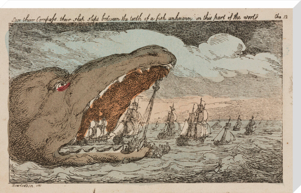 Sea monster devouring a fleet of ships, 1811. stretched canvas extra large none Art Print - Science Museum Shop
