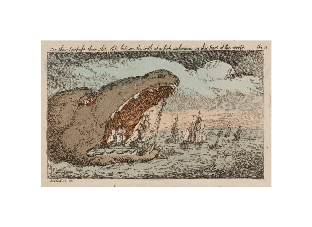 Sea monster devouring a fleet of ships, 1811. unstretched canvas small none Art Print - Science Museum Shop