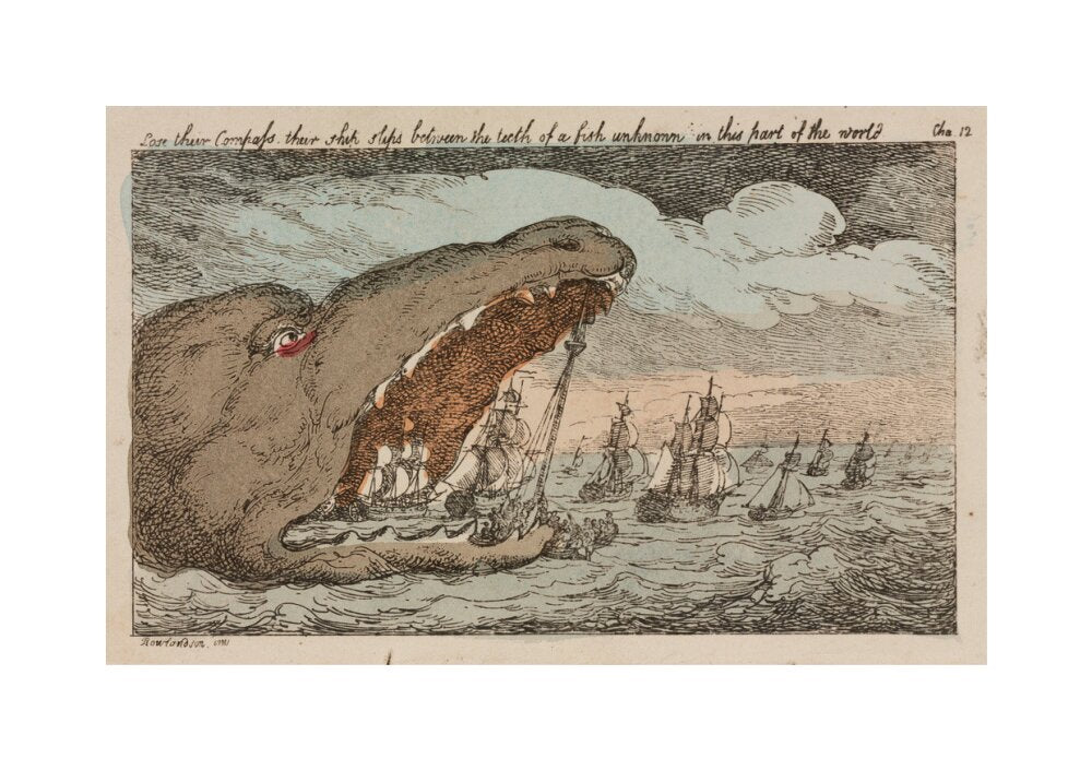 Sea monster devouring a fleet of ships, 1811. unstretched canvas medium none Art Print - Science Museum Shop