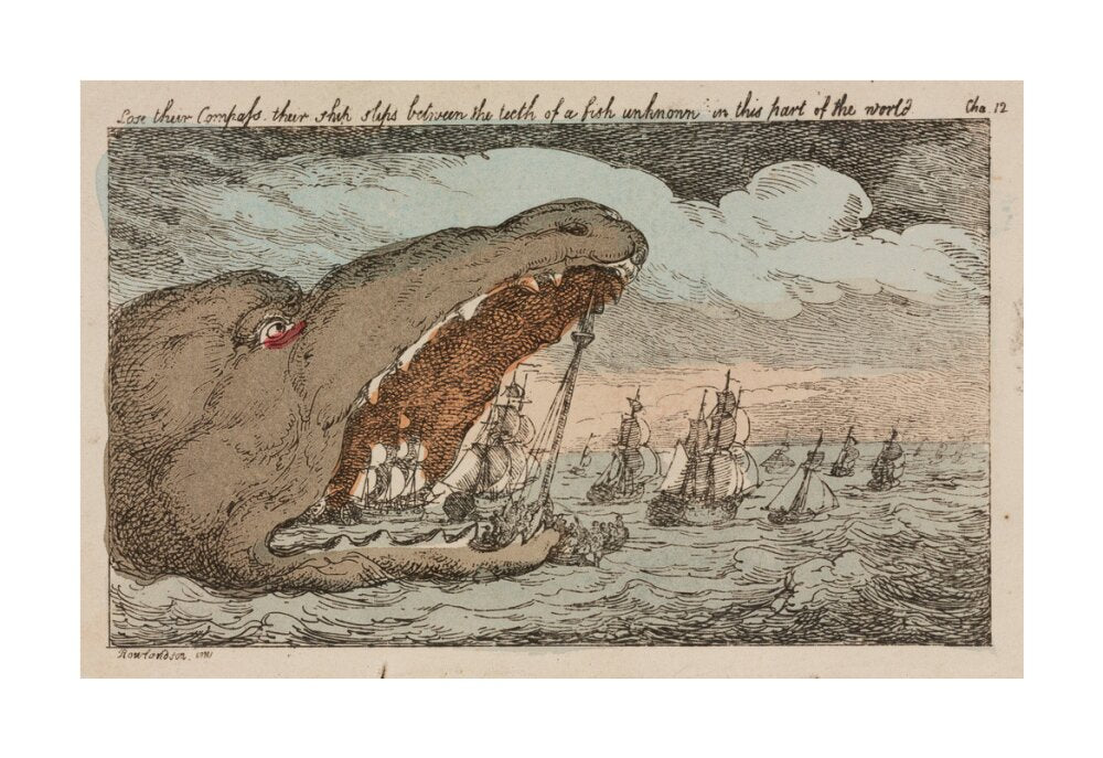 Sea monster devouring a fleet of ships, 1811. unstretched canvas large none Art Print - Science Museum Shop