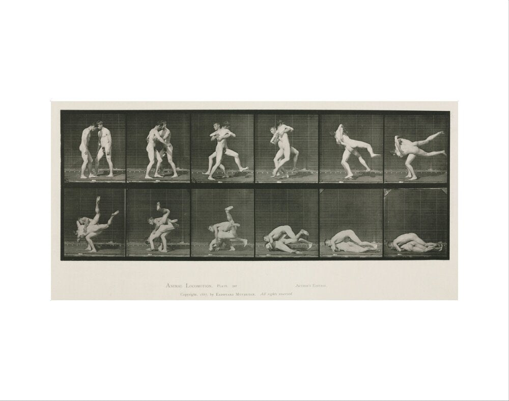Time-lapse photographs of two men wrestling, 1872-1885. art print extra small none Art Print - Science Museum Shop