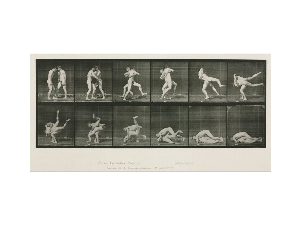 Time-lapse photographs of two men wrestling, 1872-1885. art print small none Art Print - Science Museum Shop