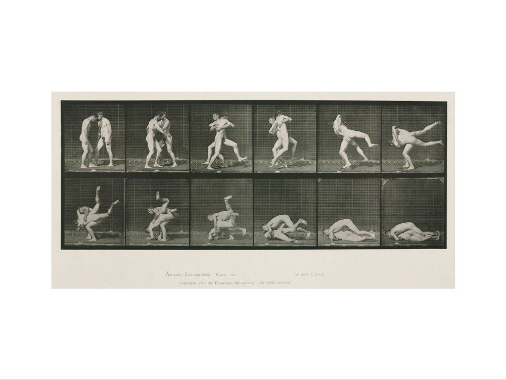 Time-lapse photographs of two men wrestling, 1872-1885. art print medium none Art Print - Science Museum Shop
