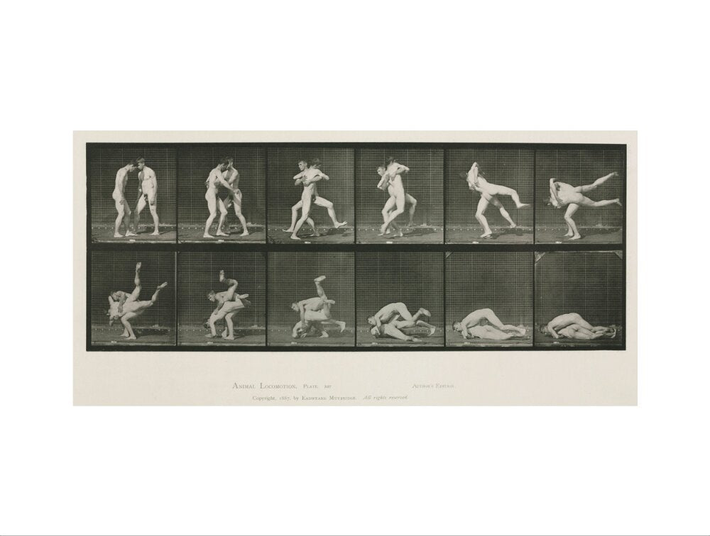 Time-lapse photographs of two men wrestling, 1872-1885. art print large none Art Print - Science Museum Shop