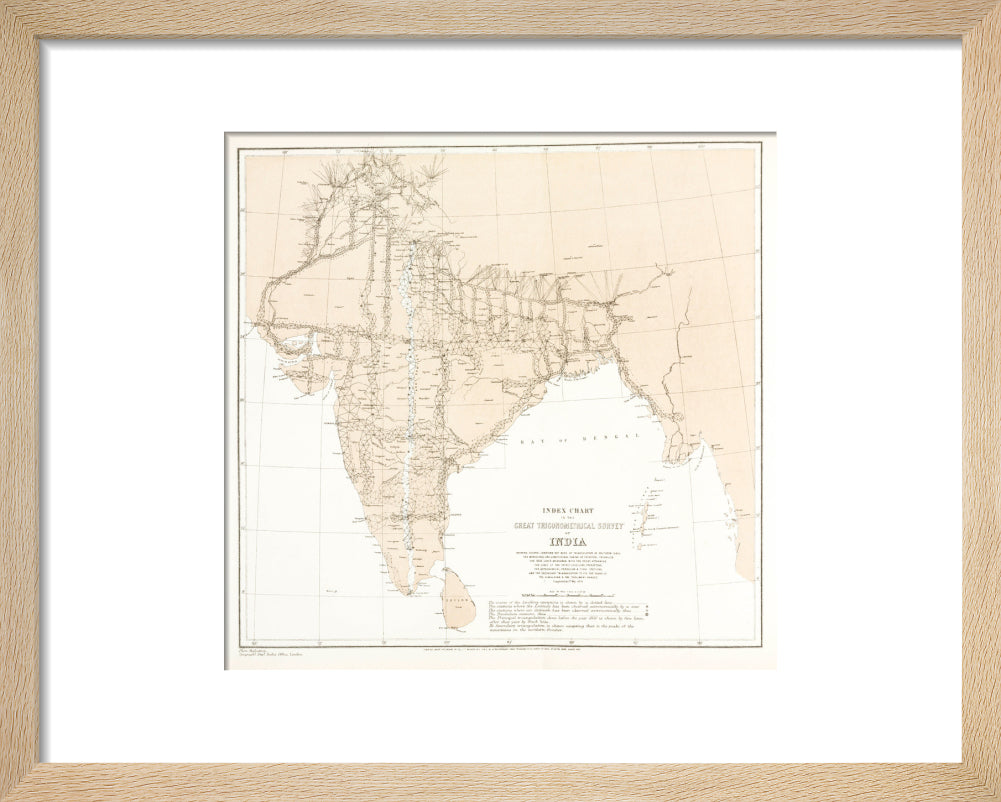 Index chart to the Great Trigonometrical Survey of India, 1870. art print extra small natural Art Print - Science Museum Shop