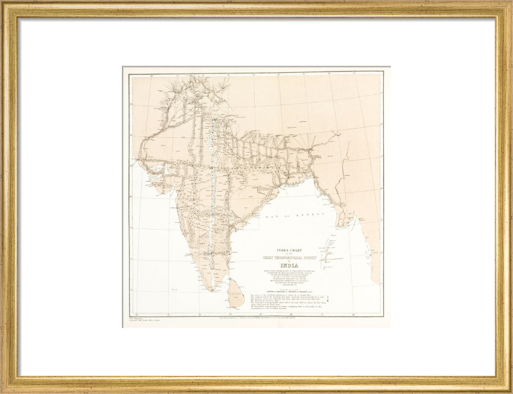 Index chart to the Great Trigonometrical Survey of India, 1870. art print medium gold Art Print - Science Museum Shop