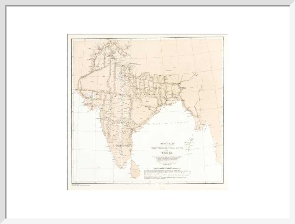Index chart to the Great Trigonometrical Survey of India, 1870. art print large white Art Print - Science Museum Shop