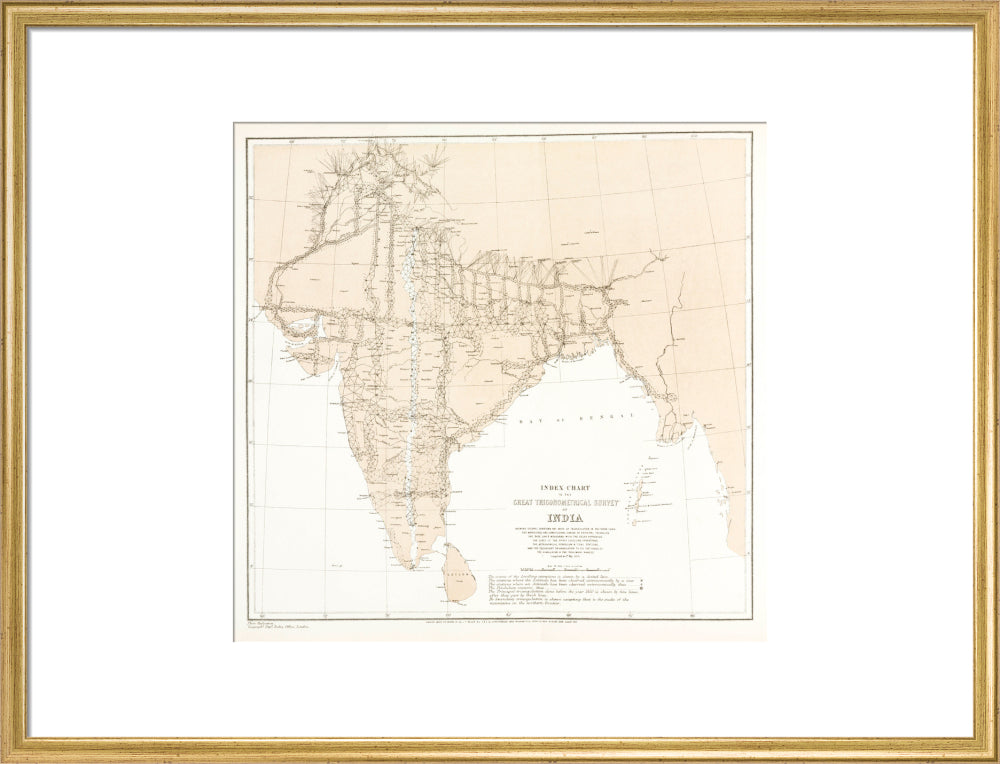 Index chart to the Great Trigonometrical Survey of India, 1870. art print large gold Art Print - Science Museum Shop