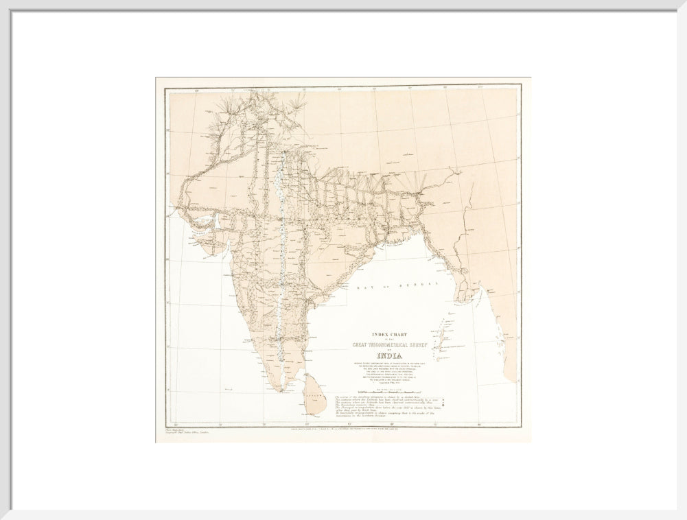 Index chart to the Great Trigonometrical Survey of India, 1870. art print extra large white Art Print - Science Museum Shop
