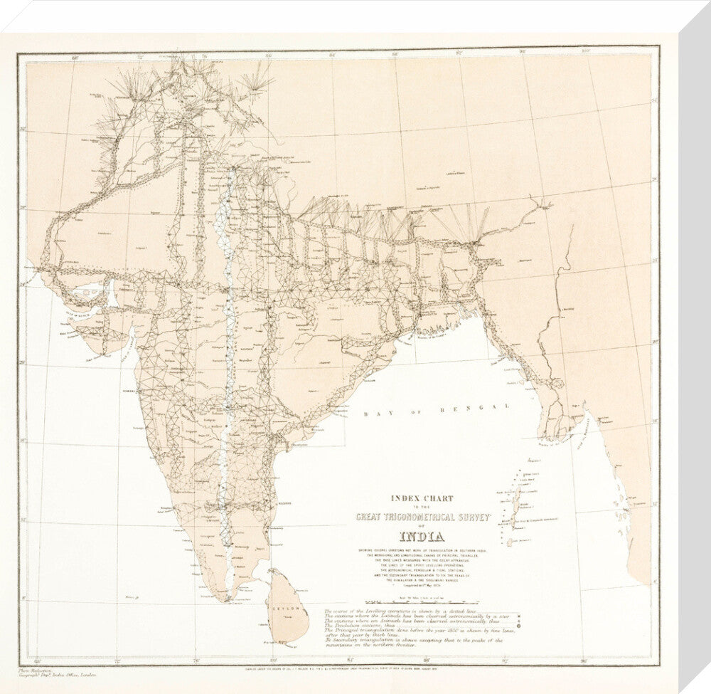 Index chart to the Great Trigonometrical Survey of India, 1870. stretched canvas medium none Art Print - Science Museum Shop