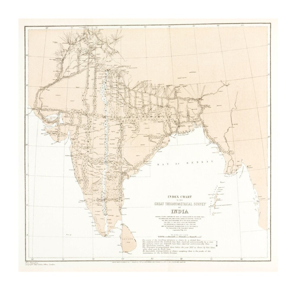 Index chart to the Great Trigonometrical Survey of India, 1870. unstretched canvas extra large none Art Print - Science Museum Shop