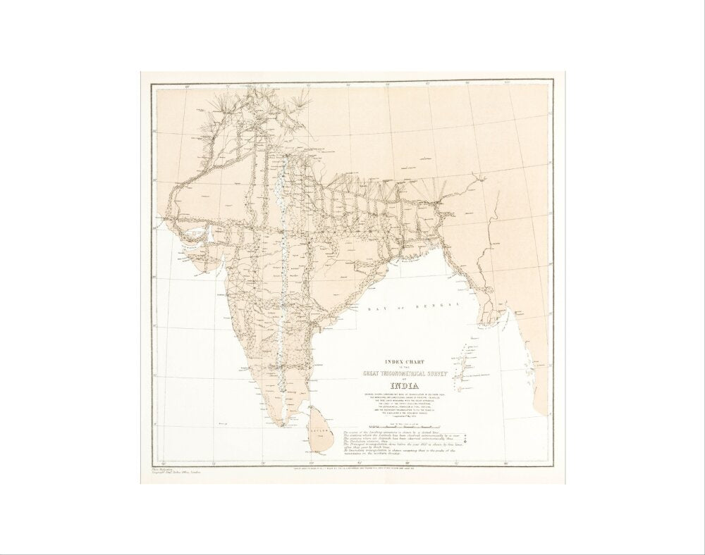 Index chart to the Great Trigonometrical Survey of India, 1870. art print extra small none Art Print - Science Museum Shop