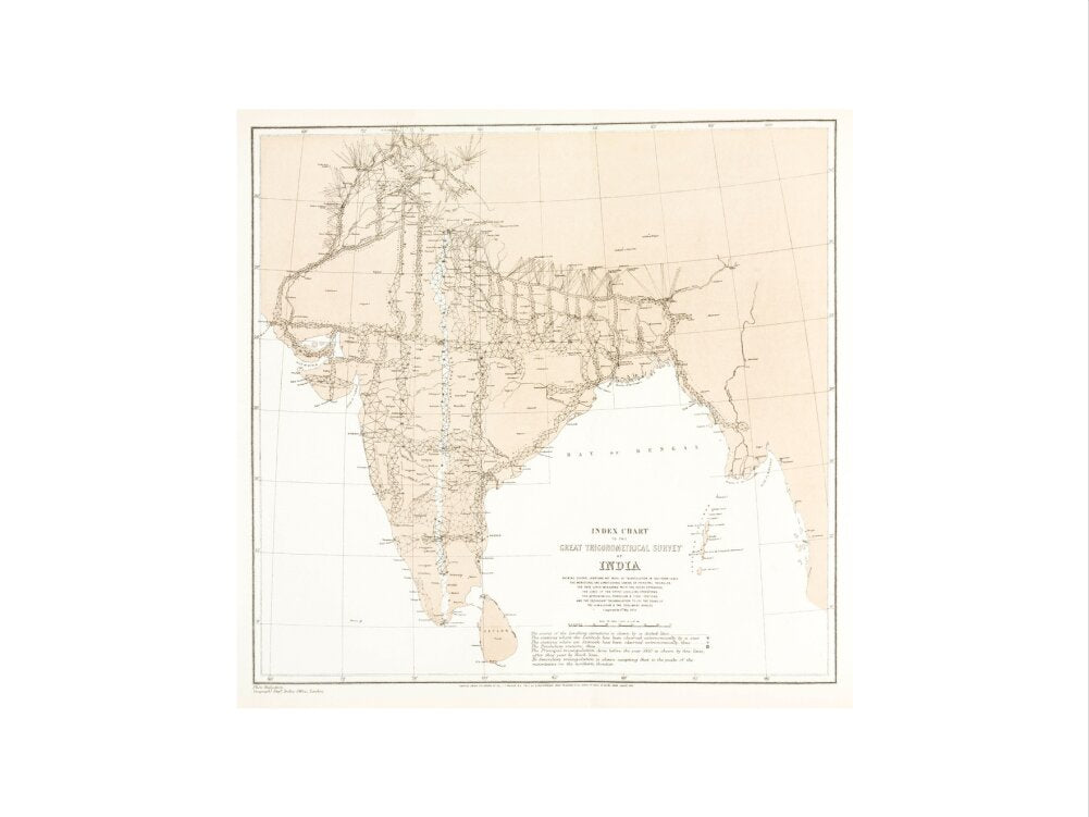 Index chart to the Great Trigonometrical Survey of India, 1870. art print small none Art Print - Science Museum Shop
