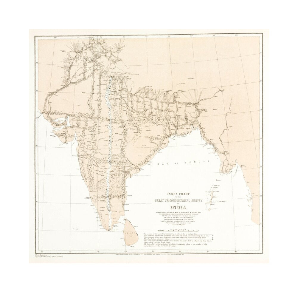 Index chart to the Great Trigonometrical Survey of India, 1870. unstretched canvas medium none Art Print - Science Museum Shop