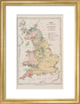 Map of the coal fields of Great Britain, 1869. art print small gold Art Print - Science Museum Shop