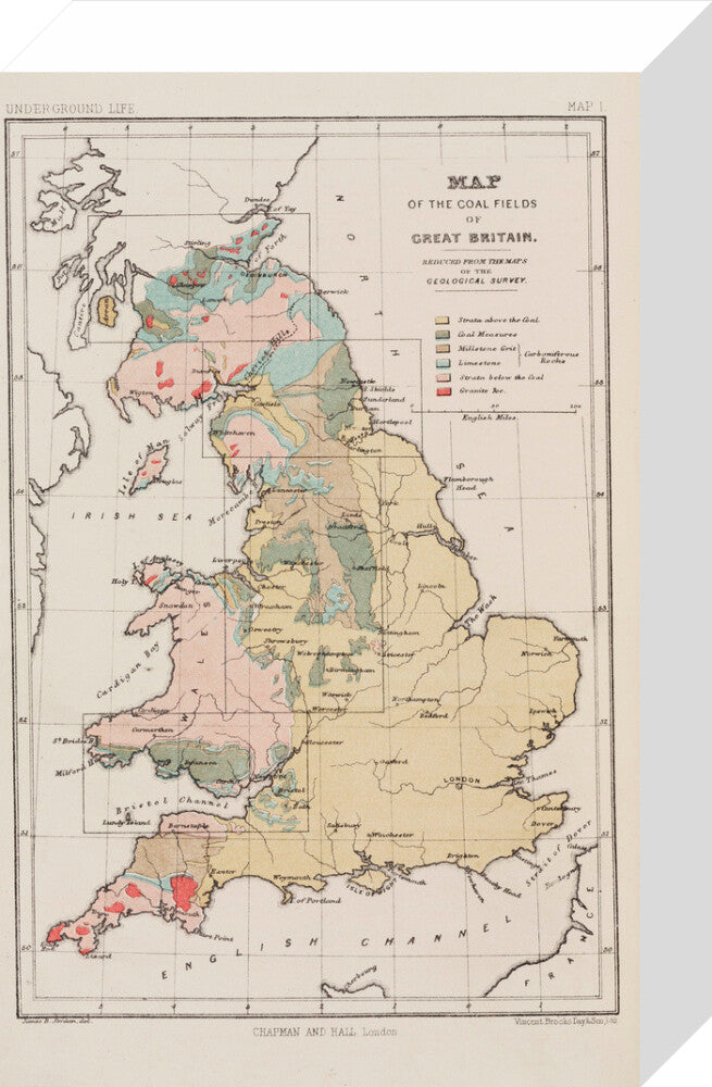 Map of the coal fields of Great Britain, 1869. stretched canvas small none Art Print - Science Museum Shop