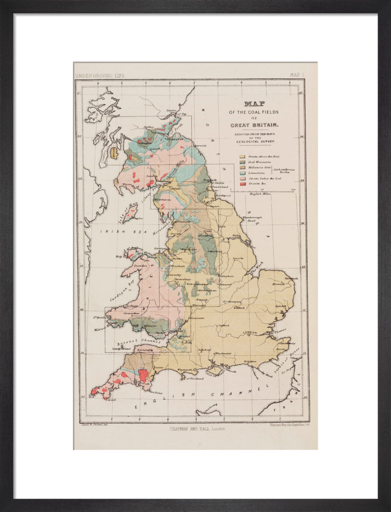 Map of the coal fields of Great Britain, 1869. art print medium black Art Print - Science Museum Shop