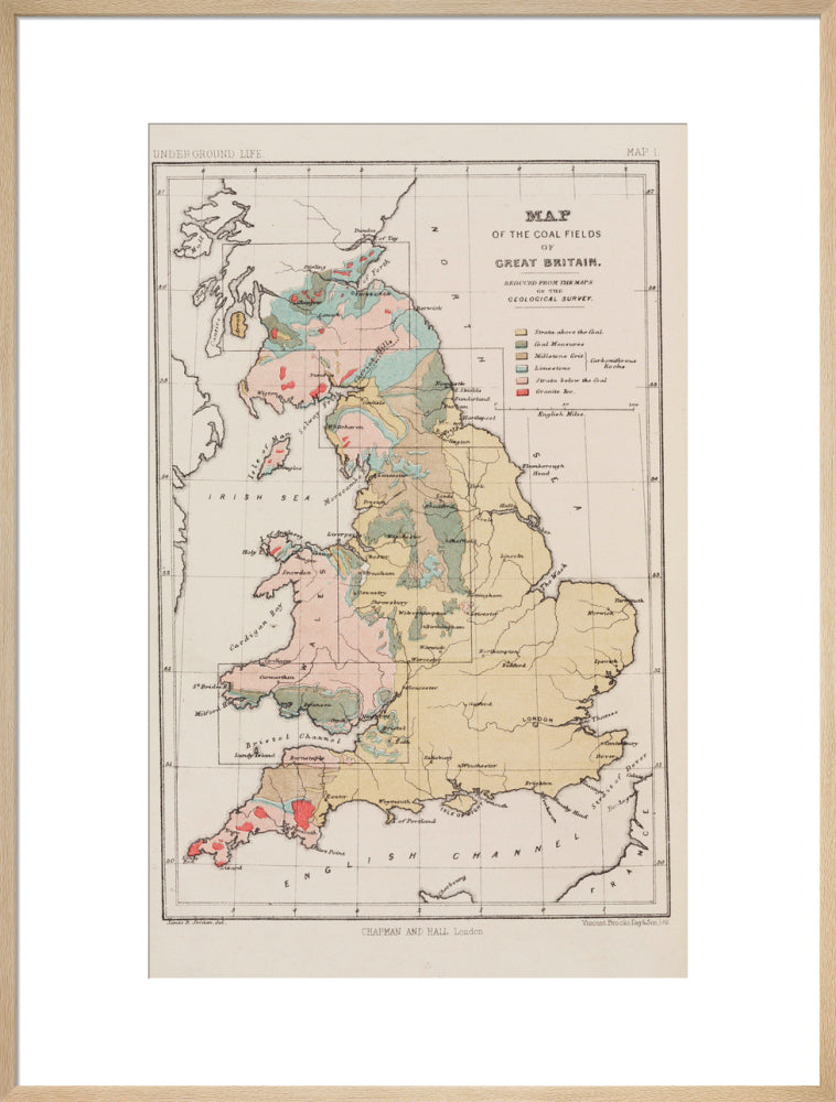 Map of the coal fields of Great Britain, 1869. art print extra large natural Art Print - Science Museum Shop