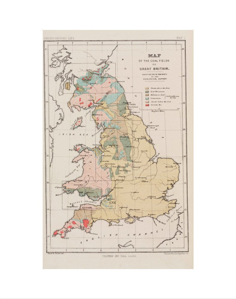 Map of the coal fields of Great Britain, 1869. art print extra small none Art Print - Science Museum Shop