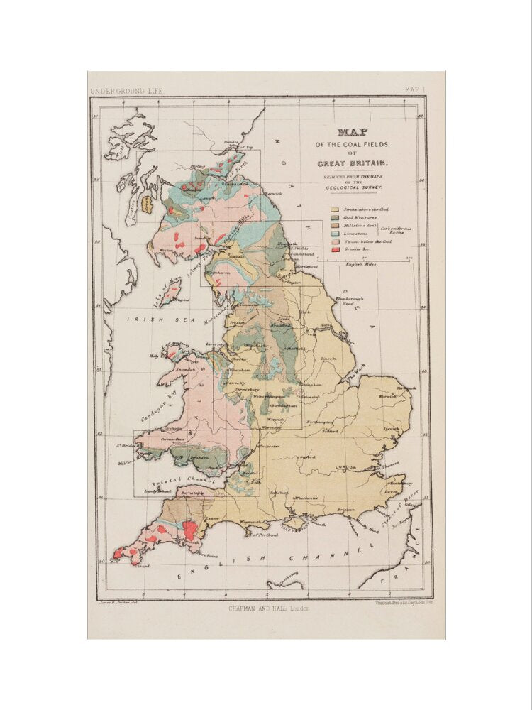 Map of the coal fields of Great Britain, 1869. art print small none Art Print - Science Museum Shop
