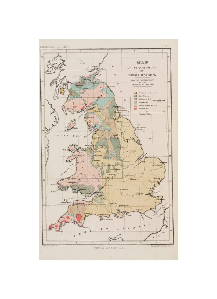 Map of the coal fields of Great Britain, 1869. unstretched canvas small none Art Print - Science Museum Shop