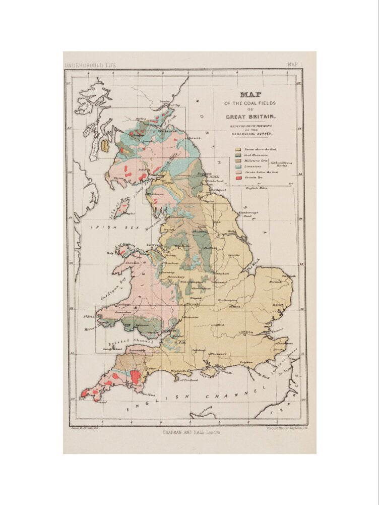Map of the coal fields of Great Britain, 1869. art print medium none Art Print - Science Museum Shop