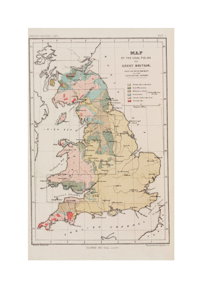 Map of the coal fields of Great Britain, 1869. unstretched canvas medium none Art Print - Science Museum Shop