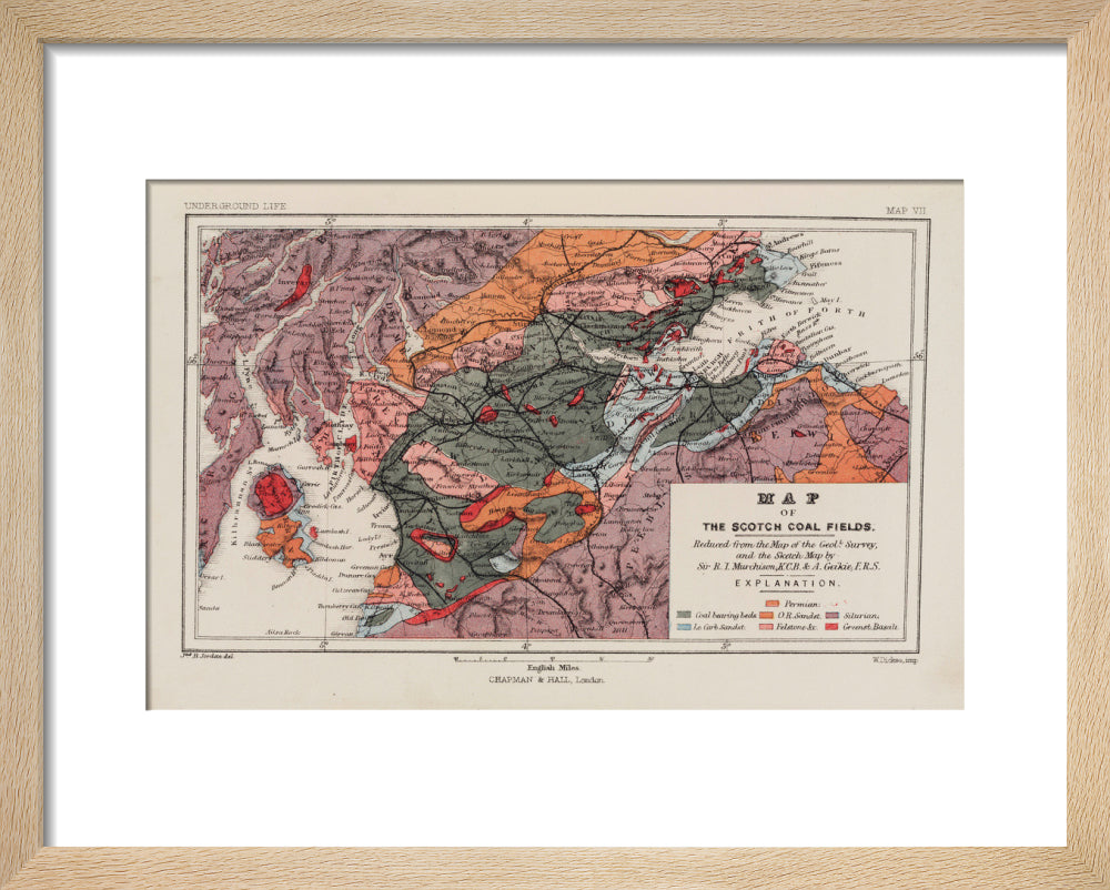 Map of the coal fields of Scotland, 1869. art print extra small natural Art Print - Science Museum Shop