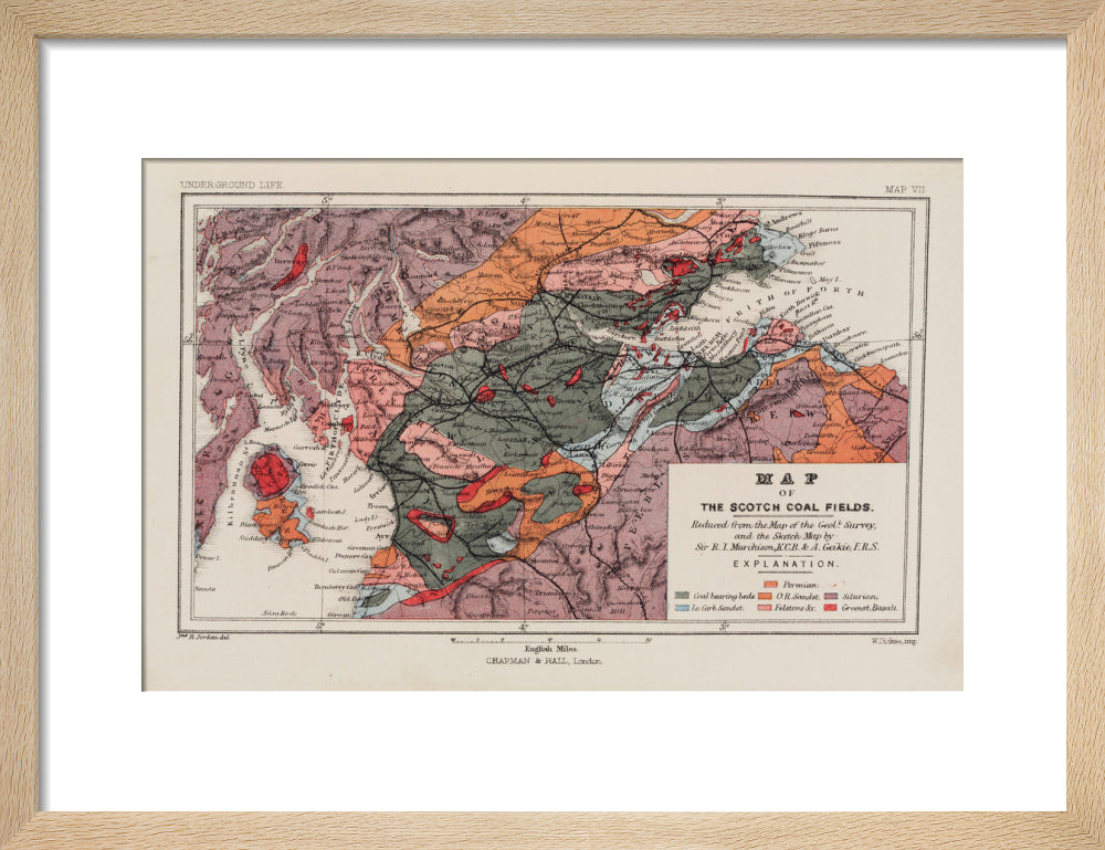 Map of the coal fields of Scotland, 1869. art print small natural Art Print - Science Museum Shop