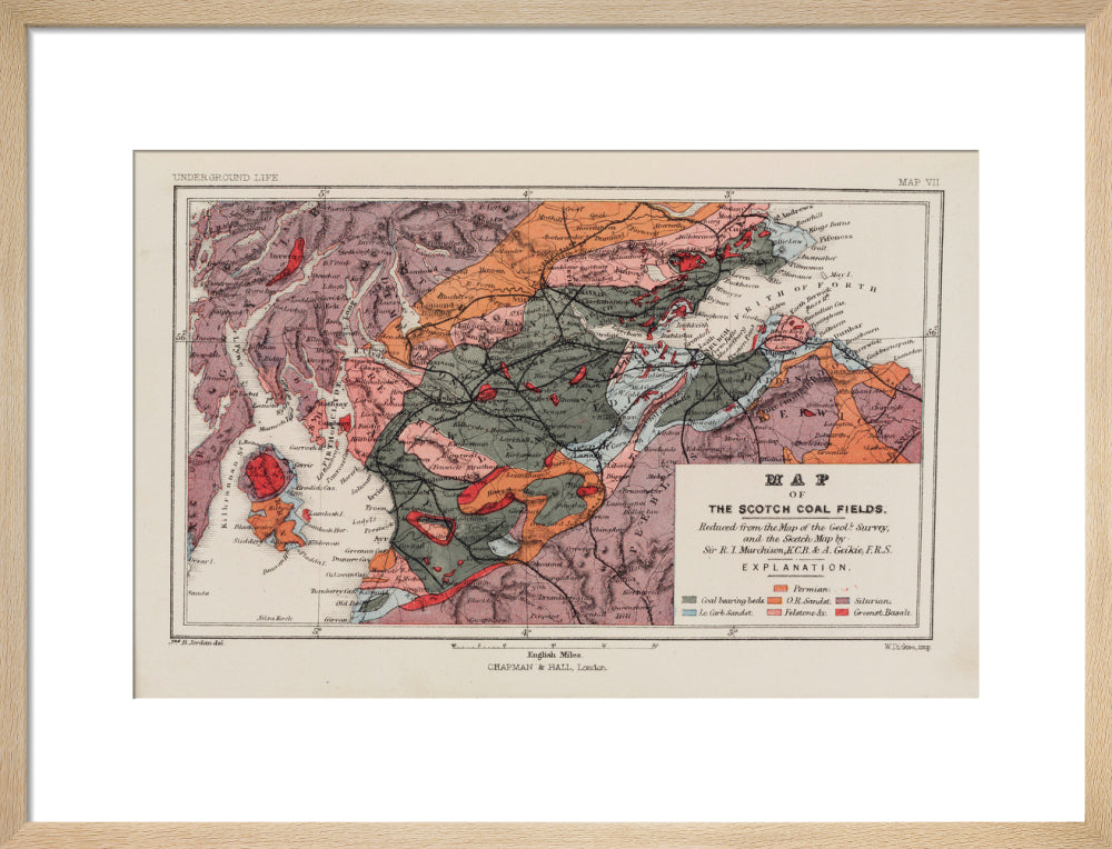 Map of the coal fields of Scotland, 1869. art print medium natural Art Print - Science Museum Shop