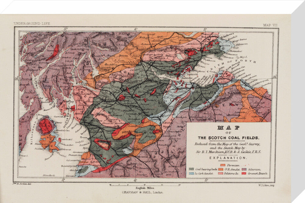 Map of the coal fields of Scotland, 1869. stretched canvas medium none Art Print - Science Museum Shop