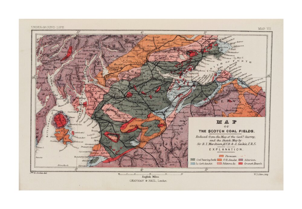 Map of the coal fields of Scotland, 1869. unstretched canvas extra large none Art Print - Science Museum Shop