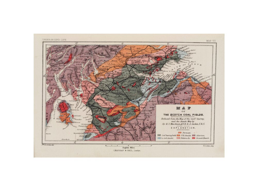 Map of the coal fields of Scotland, 1869. unstretched canvas small none Art Print - Science Museum Shop