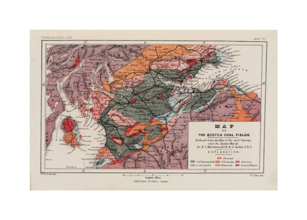 Map of the coal fields of Scotland, 1869. unstretched canvas medium none Art Print - Science Museum Shop