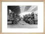 Lorries being refuelled at St Pancras goods depot, London, 11 July 1917. art print small natural Art Print - Science Museum Shop