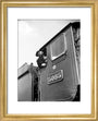 Train driver with a gas mask, World War Two, 21 August 1940. art print extra small gold Art Print - Science Museum Shop